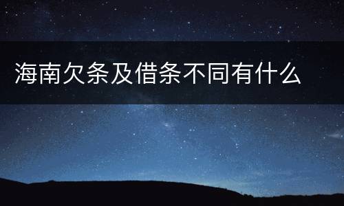 海南欠条及借条不同有什么