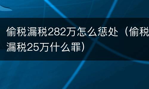 偷税漏税282万怎么惩处（偷税漏税25万什么罪）