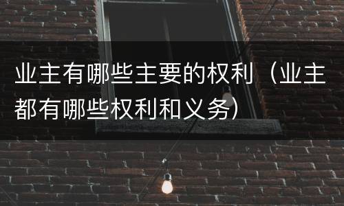 业主有哪些主要的权利（业主都有哪些权利和义务）