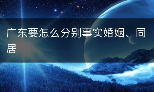 广东要怎么分别事实婚姻、同居