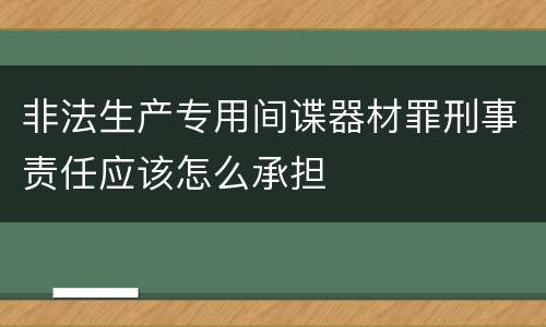 非法生产专用间谍器材罪刑事责任应该怎么承担