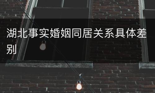 湖北事实婚姻同居关系具体差别