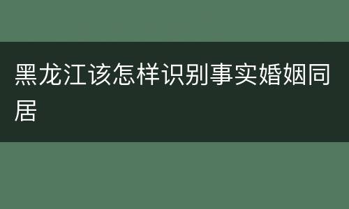黑龙江该怎样识别事实婚姻同居