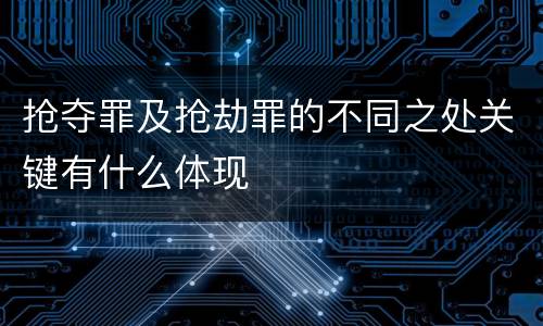 抢夺罪及抢劫罪的不同之处关键有什么体现
