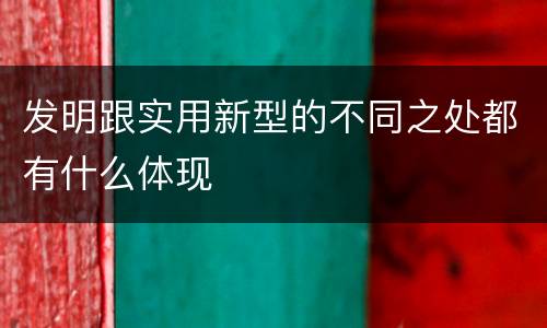 发明跟实用新型的不同之处都有什么体现