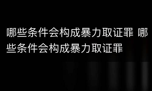 哪些条件会构成暴力取证罪 哪些条件会构成暴力取证罪