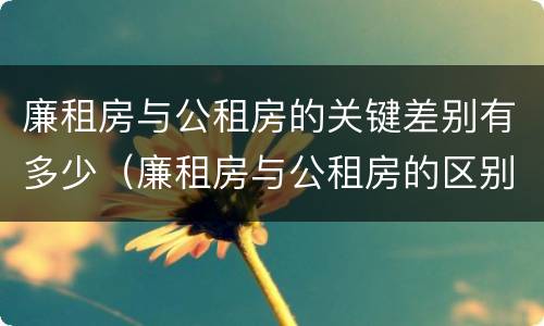 廉租房与公租房的关键差别有多少（廉租房与公租房的区别在哪里）