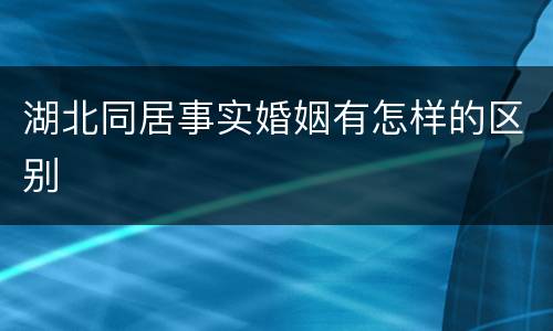 湖北同居事实婚姻有怎样的区别