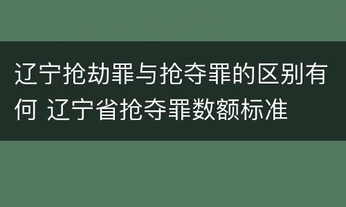 辽宁抢劫罪与抢夺罪的区别有何 辽宁省抢夺罪数额标准