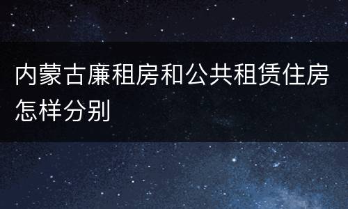 内蒙古廉租房和公共租赁住房怎样分别