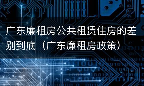 广东廉租房公共租赁住房的差别到底（广东廉租房政策）