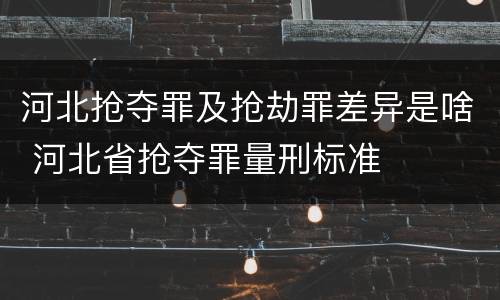 河北抢夺罪及抢劫罪差异是啥 河北省抢夺罪量刑标准