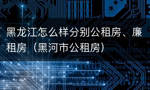 黑龙江怎么样分别公租房、廉租房（黑河市公租房）
