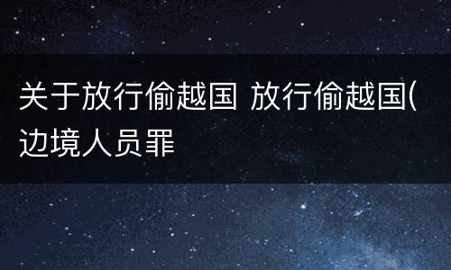 关于放行偷越国 放行偷越国(边境人员罪