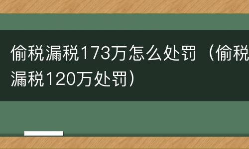 偷税漏税173万怎么处罚（偷税漏税120万处罚）