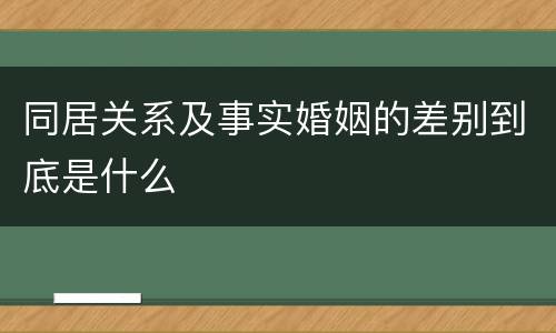 同居关系及事实婚姻的差别到底是什么