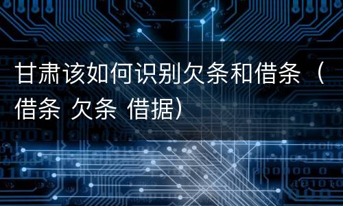 甘肃该如何识别欠条和借条（借条 欠条 借据）