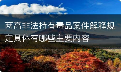 两高非法持有毒品案件解释规定具体有哪些主要内容