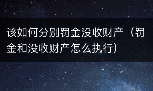 该如何分别罚金没收财产（罚金和没收财产怎么执行）
