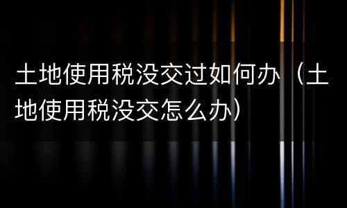 土地使用税没交过如何办（土地使用税没交怎么办）