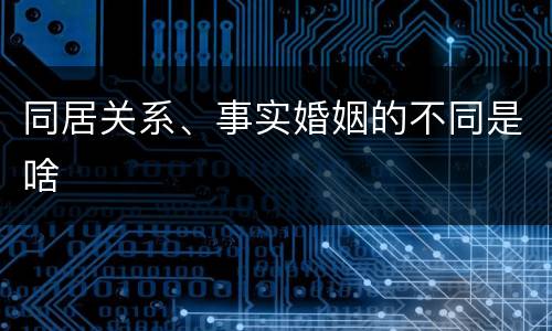 同居关系、事实婚姻的不同是啥