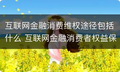 互联网金融消费维权途径包括什么 互联网金融消费者权益保护法