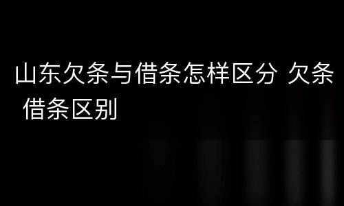 山东欠条与借条怎样区分 欠条 借条区别