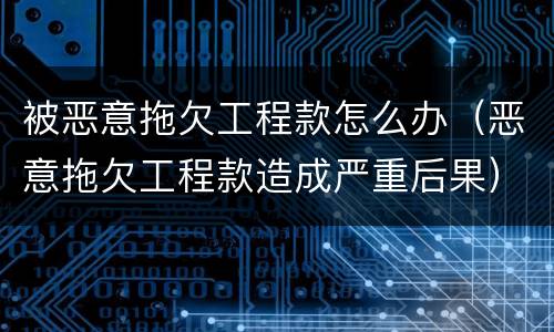 被恶意拖欠工程款怎么办（恶意拖欠工程款造成严重后果）