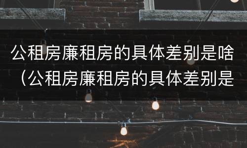 公租房廉租房的具体差别是啥（公租房廉租房的具体差别是啥呀）