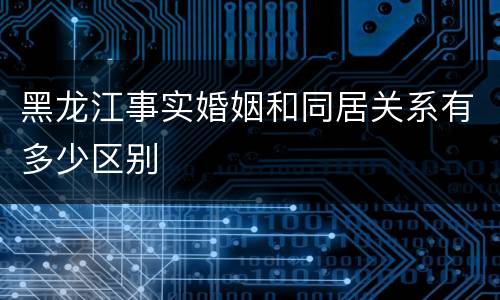 黑龙江事实婚姻和同居关系有多少区别