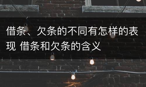 借条、欠条的不同有怎样的表现 借条和欠条的含义