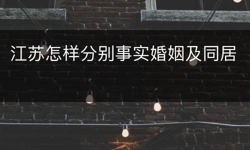 江苏怎样分别事实婚姻及同居