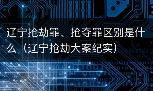 辽宁抢劫罪、抢夺罪区别是什么（辽宁抢劫大案纪实）