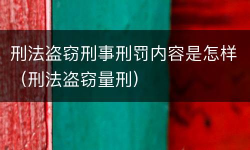 刑法盗窃刑事刑罚内容是怎样（刑法盗窃量刑）