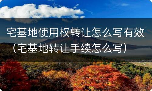 宅基地使用权转让怎么写有效（宅基地转让手续怎么写）
