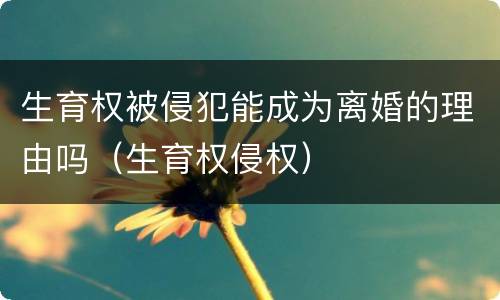 生育权被侵犯能成为离婚的理由吗（生育权侵权）
