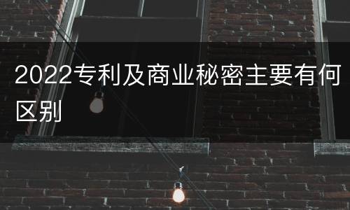 2022专利及商业秘密主要有何区别