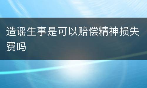造谣生事是可以赔偿精神损失费吗