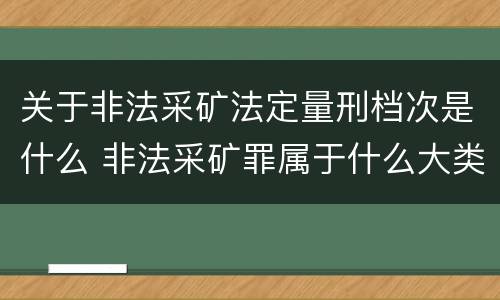 关于非法采矿法定量刑档次是什么 非法采矿罪属于什么大类