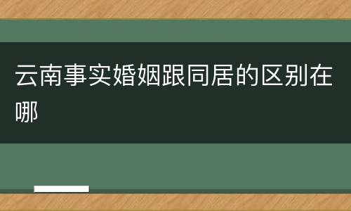 云南事实婚姻跟同居的区别在哪