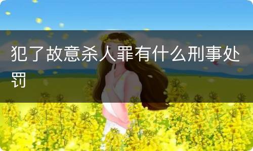 犯了故意杀人罪有什么刑事处罚