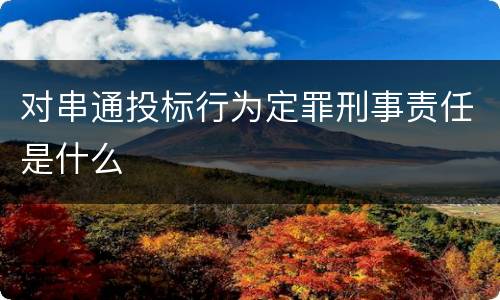 对串通投标行为定罪刑事责任是什么