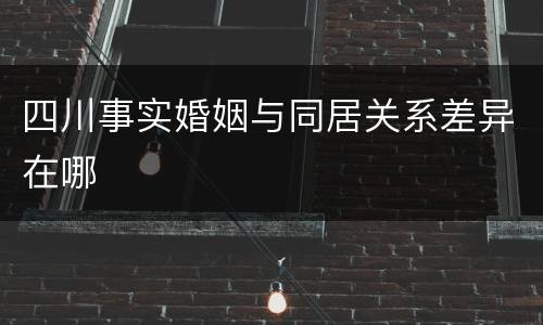 四川事实婚姻与同居关系差异在哪