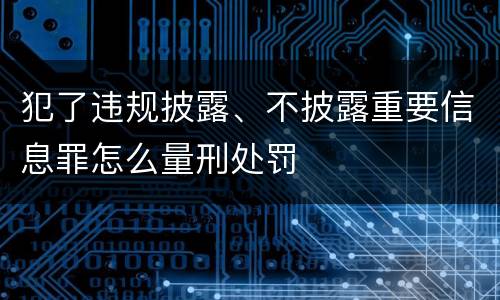 犯了违规披露、不披露重要信息罪怎么量刑处罚
