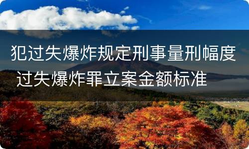 犯过失爆炸规定刑事量刑幅度 过失爆炸罪立案金额标准