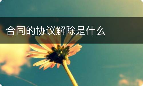 合同的协议解除是什么