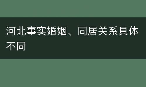 河北事实婚姻、同居关系具体不同