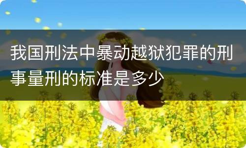 我国刑法中暴动越狱犯罪的刑事量刑的标准是多少