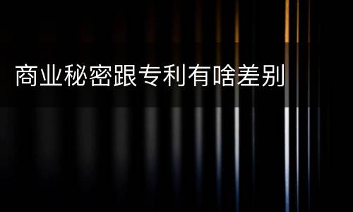 商业秘密跟专利有啥差别