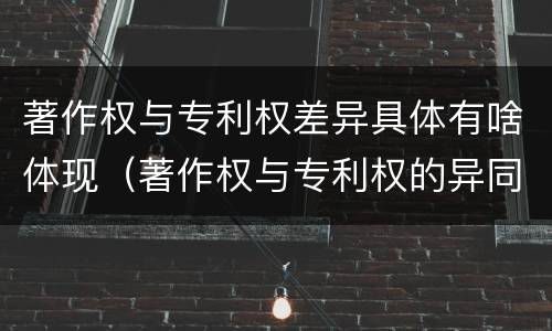著作权与专利权差异具体有啥体现（著作权与专利权的异同）